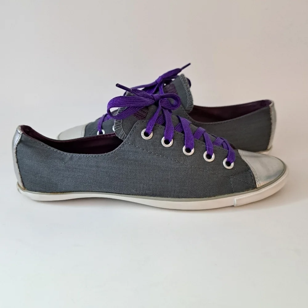 Converse Dainty Low Profile‎ All Star Sneakers Purple Silver Gray - Picture 8 of 8